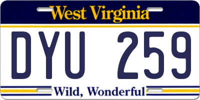 WV license plate DYU259