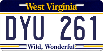 WV license plate DYU261