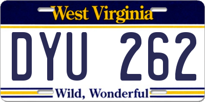 WV license plate DYU262
