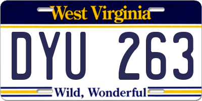 WV license plate DYU263