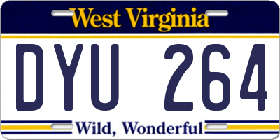 WV license plate DYU264