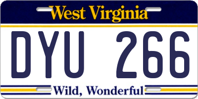 WV license plate DYU266