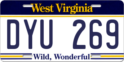 WV license plate DYU269