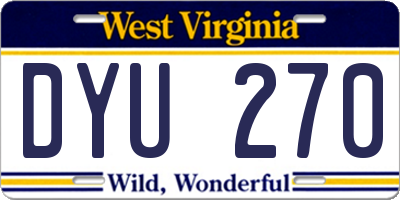 WV license plate DYU270