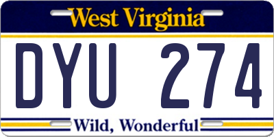 WV license plate DYU274