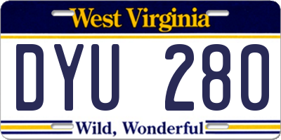 WV license plate DYU280