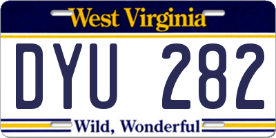 WV license plate DYU282