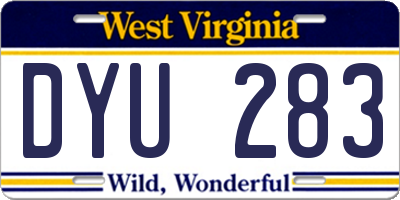 WV license plate DYU283