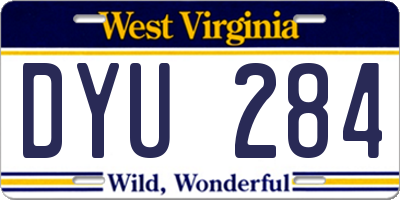 WV license plate DYU284