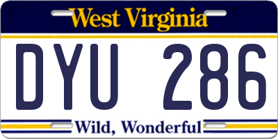 WV license plate DYU286
