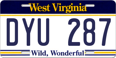 WV license plate DYU287
