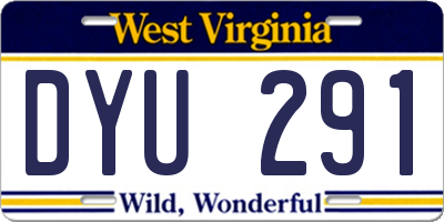 WV license plate DYU291