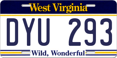 WV license plate DYU293