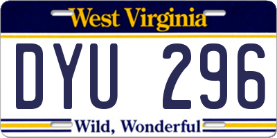 WV license plate DYU296