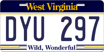 WV license plate DYU297