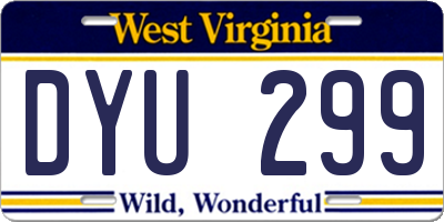 WV license plate DYU299