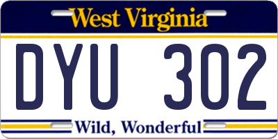 WV license plate DYU302