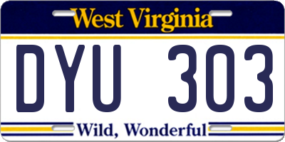WV license plate DYU303