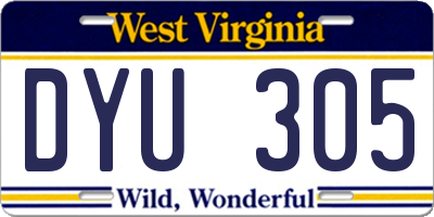 WV license plate DYU305