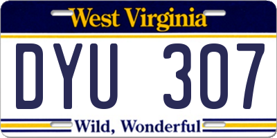 WV license plate DYU307