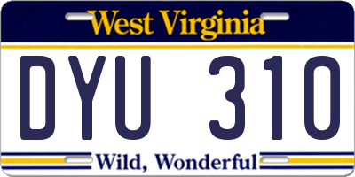 WV license plate DYU310