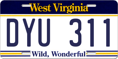 WV license plate DYU311