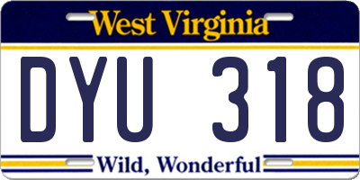 WV license plate DYU318