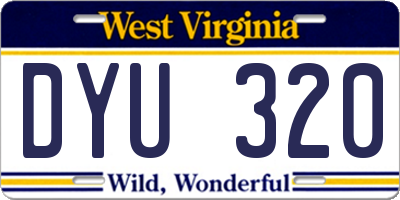 WV license plate DYU320