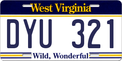 WV license plate DYU321