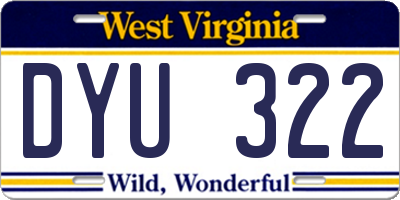 WV license plate DYU322