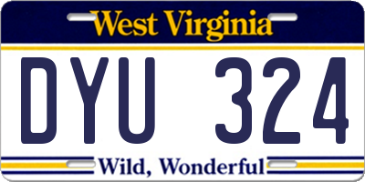 WV license plate DYU324