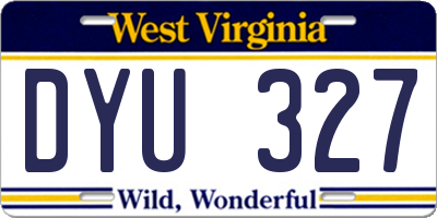 WV license plate DYU327