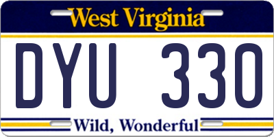 WV license plate DYU330