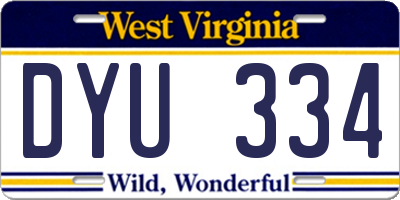 WV license plate DYU334
