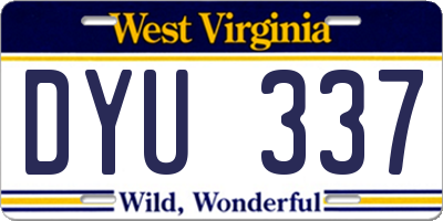 WV license plate DYU337