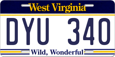 WV license plate DYU340