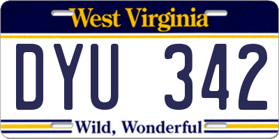 WV license plate DYU342