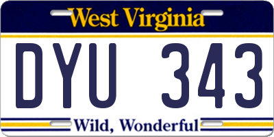 WV license plate DYU343