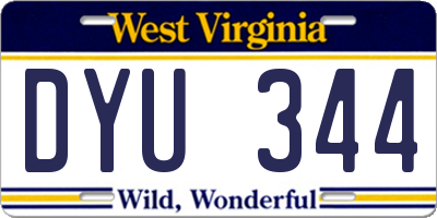 WV license plate DYU344