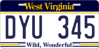 WV license plate DYU345