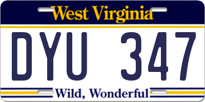WV license plate DYU347