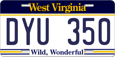 WV license plate DYU350