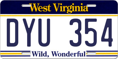 WV license plate DYU354