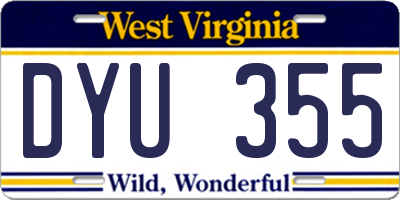 WV license plate DYU355
