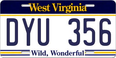 WV license plate DYU356