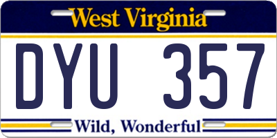 WV license plate DYU357