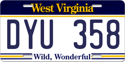 WV license plate DYU358
