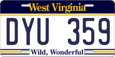 WV license plate DYU359