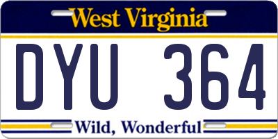 WV license plate DYU364
