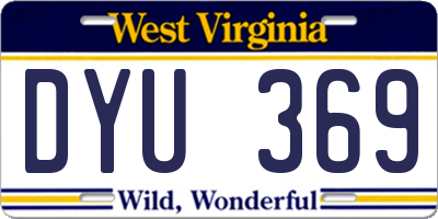 WV license plate DYU369